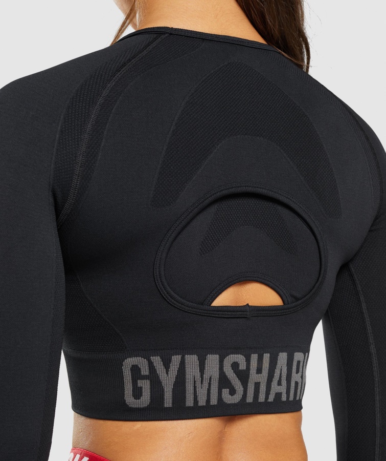 Gymshark Flex Sports Langærmet Crop Top Sort