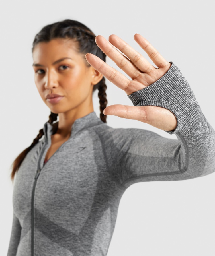 Gymshark Flex Lynlåsjakke Charcoal Mergel