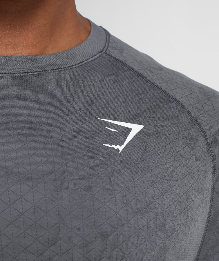 Gymshark Geo Sømløs Langærmet T-shirt Koksgrå-sort
