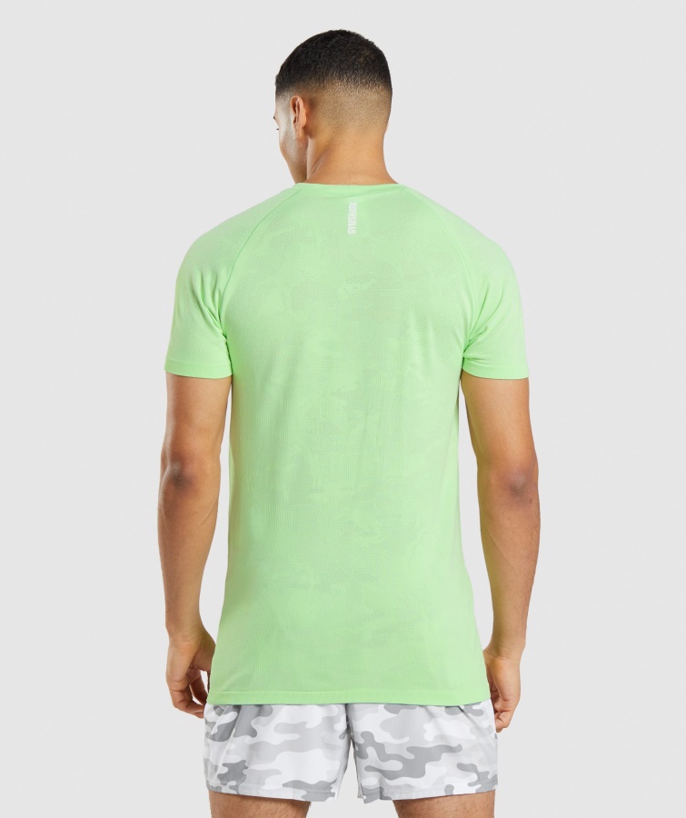 Gymshark Geo Sømløs T-shirt Bali Grøn-hvid