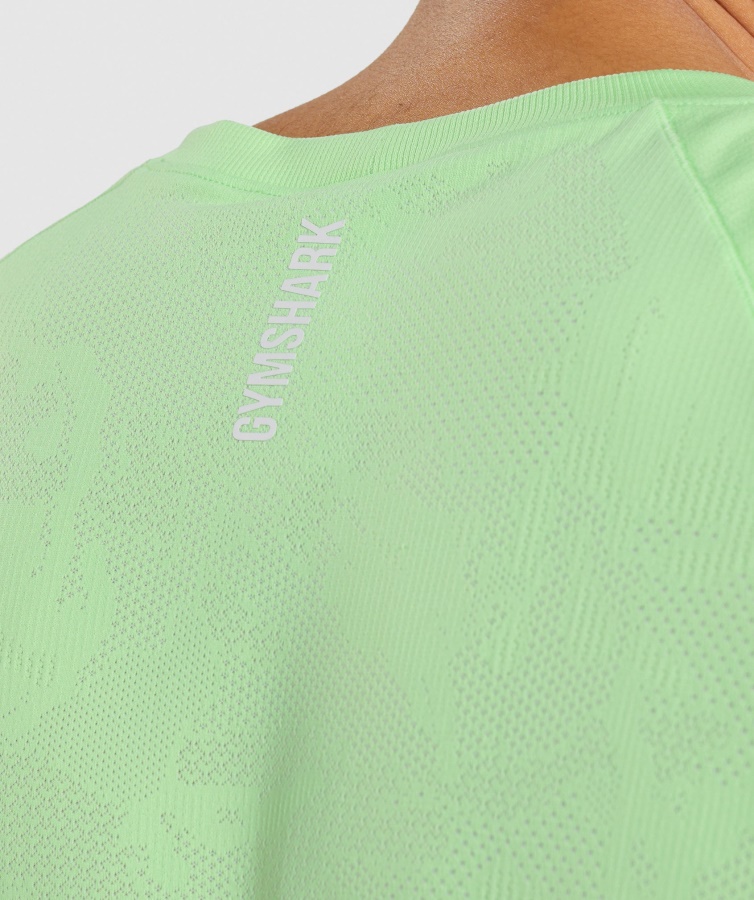 Gymshark Geo Sømløs T-shirt Bali Grøn-hvid