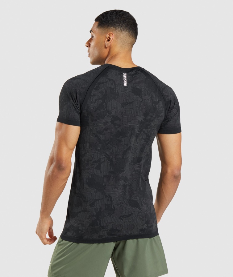 Gymshark Geo Sømløs T-shirt Sort-koksgrå