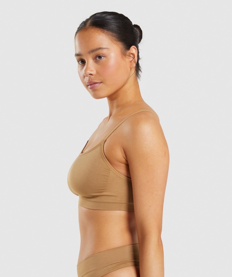 Gymshark Gylden Lysebrun Sømløs Bralette Med Scoop Neck