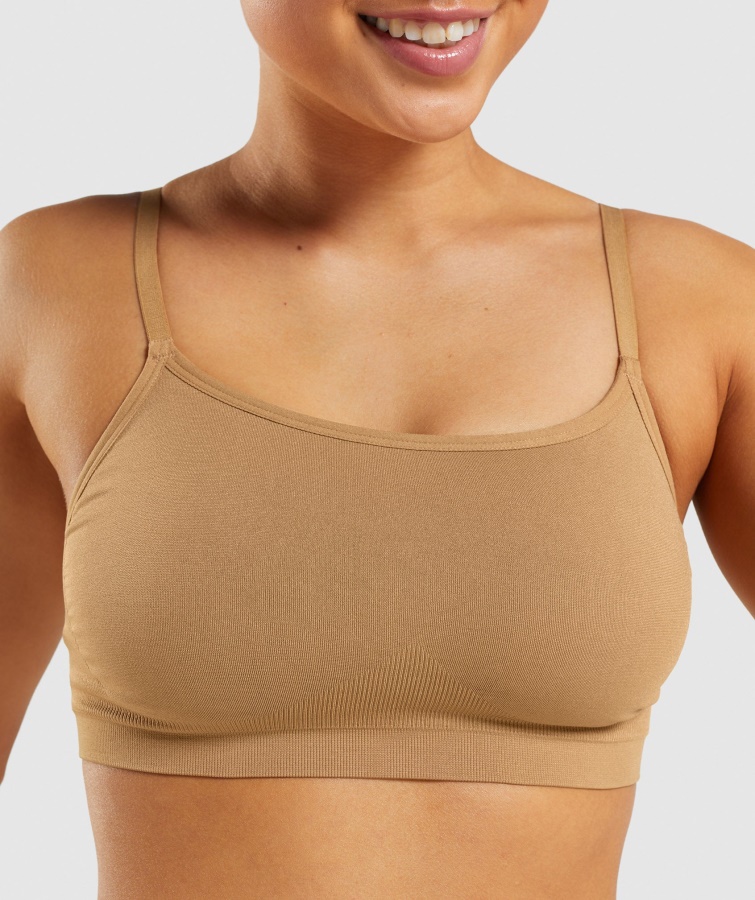 Gymshark Gylden Lysebrun Sømløs Bralette Med Scoop Neck