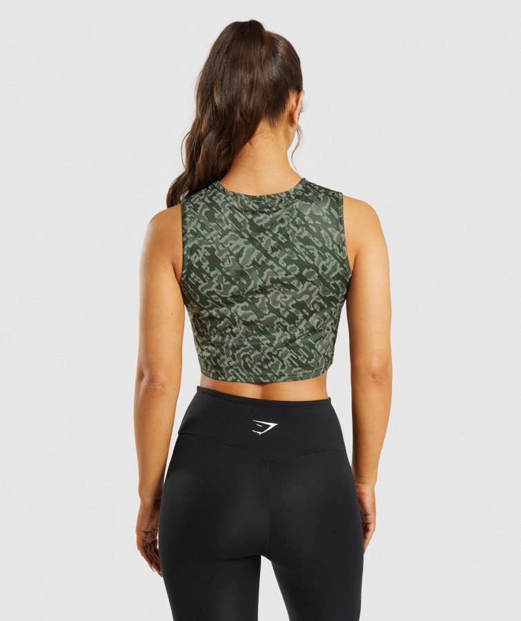 Gymshark Green Print Træningsafgrødetank