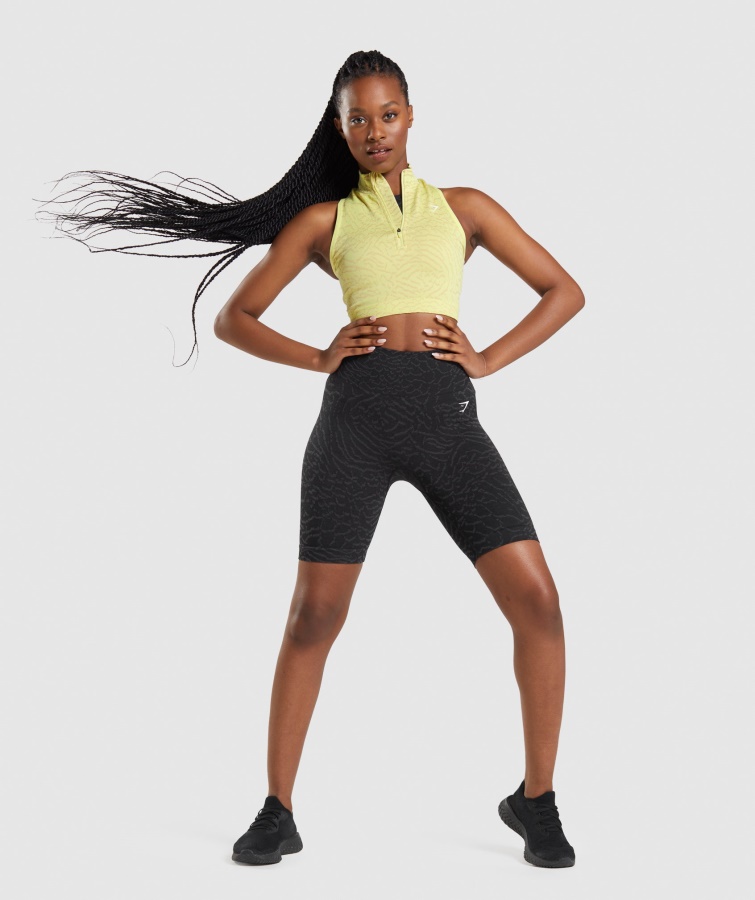 Gymshark Hybrid-ildflue Gul Tilpasse Dyr Sømløs Afgrøde 1-2 Lynlås