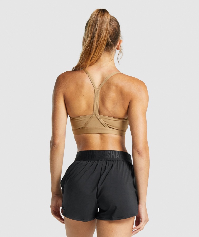 Gymshark Lysebrun Sports-bh Med V-hals