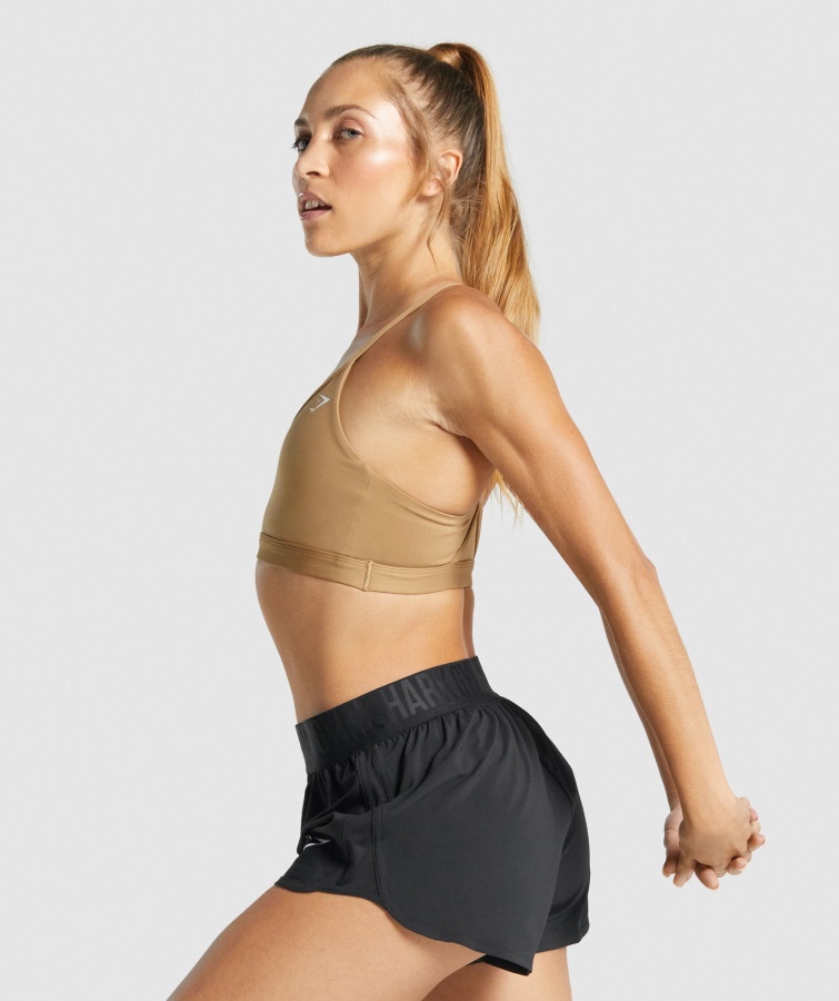 Gymshark Lysebrun Sports-bh Med V-hals