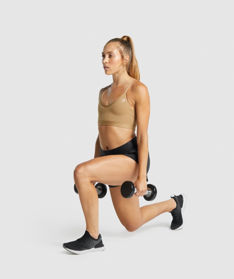 Gymshark Lysebrun Sports-bh Med V-hals