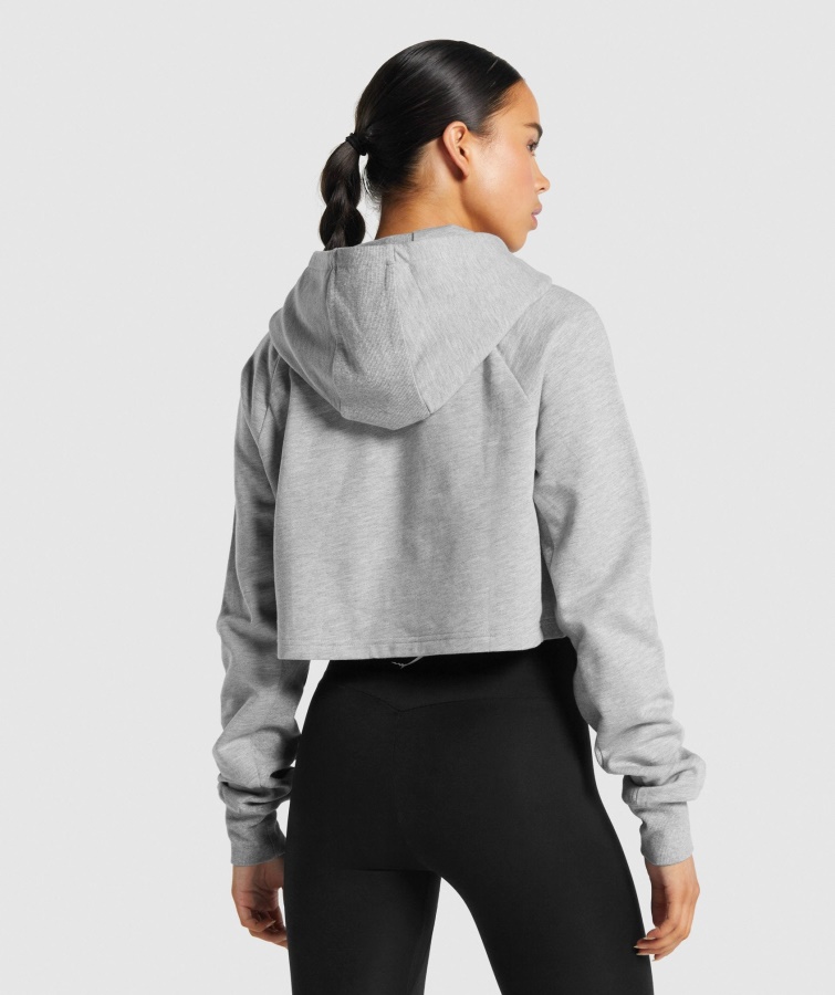 Gymshark Lys Grå Mergel Træning Cropped Hættetrøje