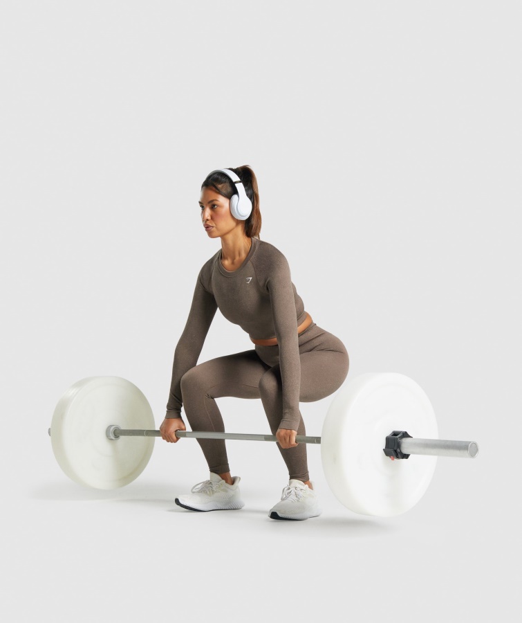 Gymshark Mineral-brun Adapt Fleck Sømløs Langærmet Crop Top