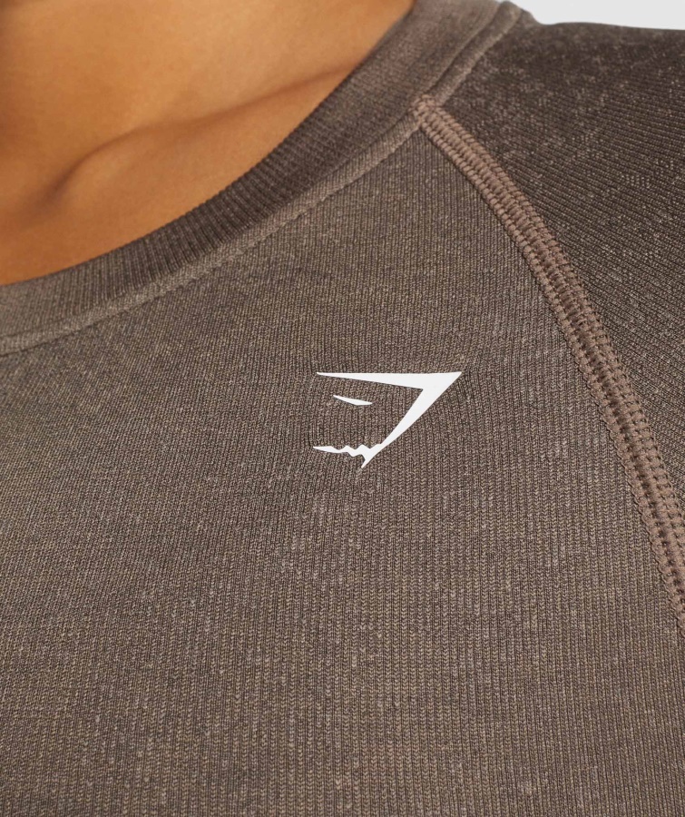 Gymshark Mineral-brun Adapt Fleck Sømløs Langærmet Crop Top
