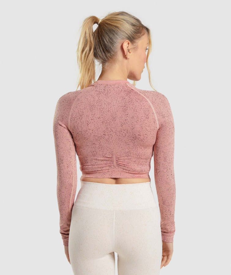 Gymshark Mineral-paige Pink Adapt Fleck Sømløs Langærmet Crop Top