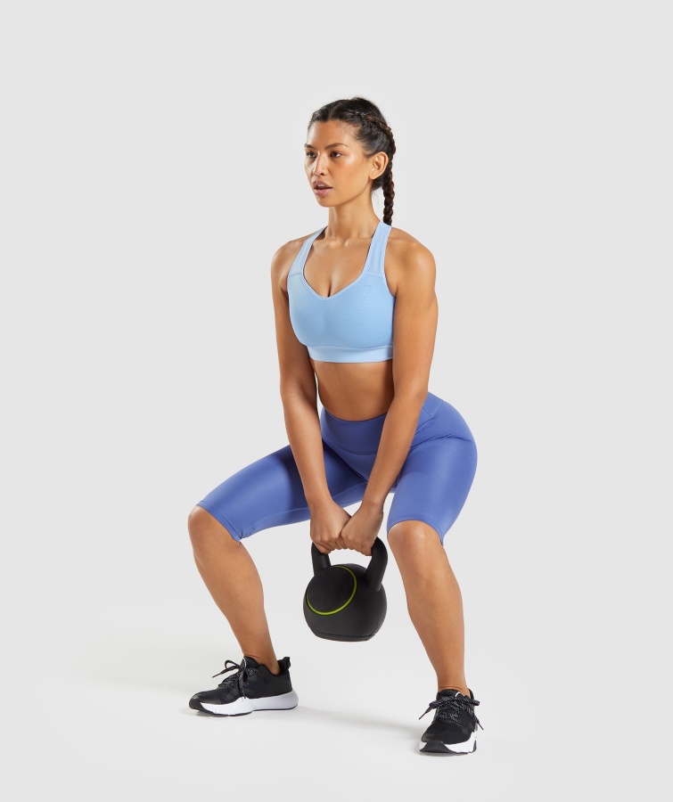 Gymshark Månestensblå Letvægts Sports-bh Med Høj Støtte