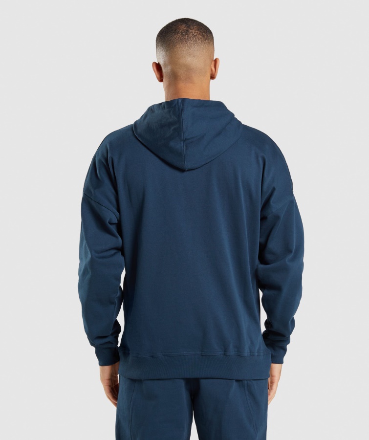 Gymshark Marineblå Essentiel Oversized Hættetrøje Med Lynlås