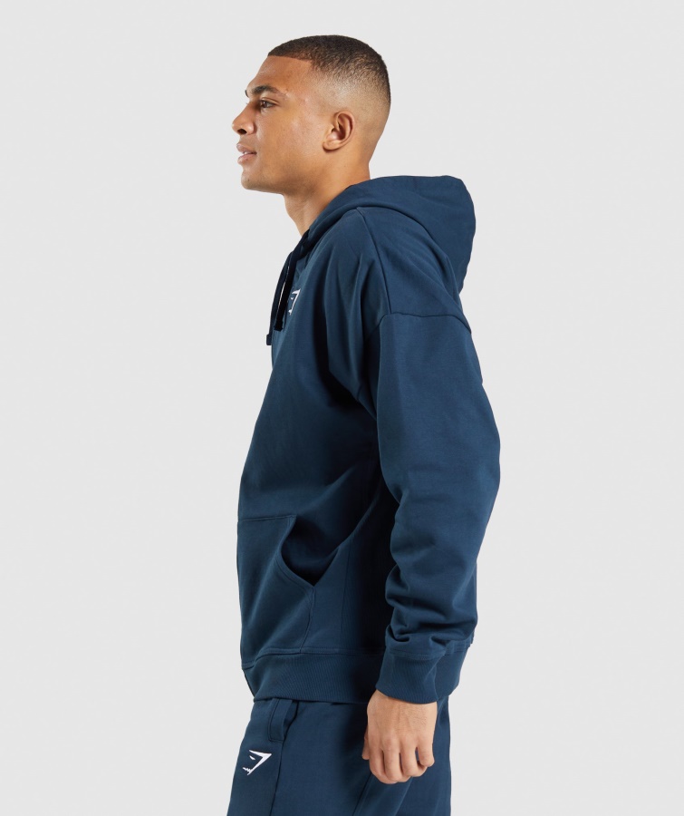 Gymshark Marineblå Essentiel Oversized Hættetrøje Med Lynlås