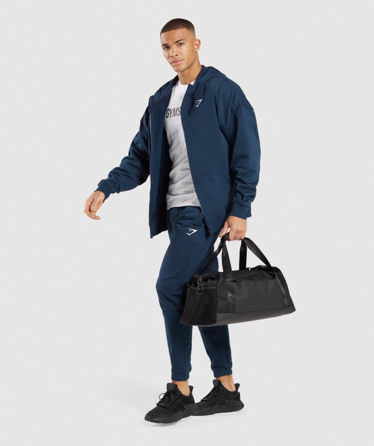 Gymshark Marineblå Essentiel Oversized Hættetrøje Med Lynlås