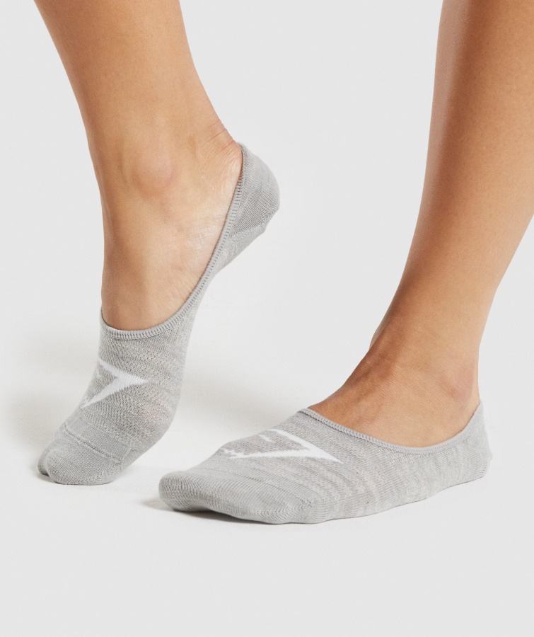 Gymshark No Show Sokker 3pk Hvid-lysegrå Mergel-sort