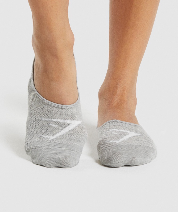 Gymshark No Show Sokker 3pk Hvid-lysegrå Mergel-sort