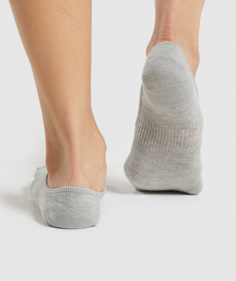 Gymshark No Show Sokker 3pk Hvid-lysegrå Mergel-sort