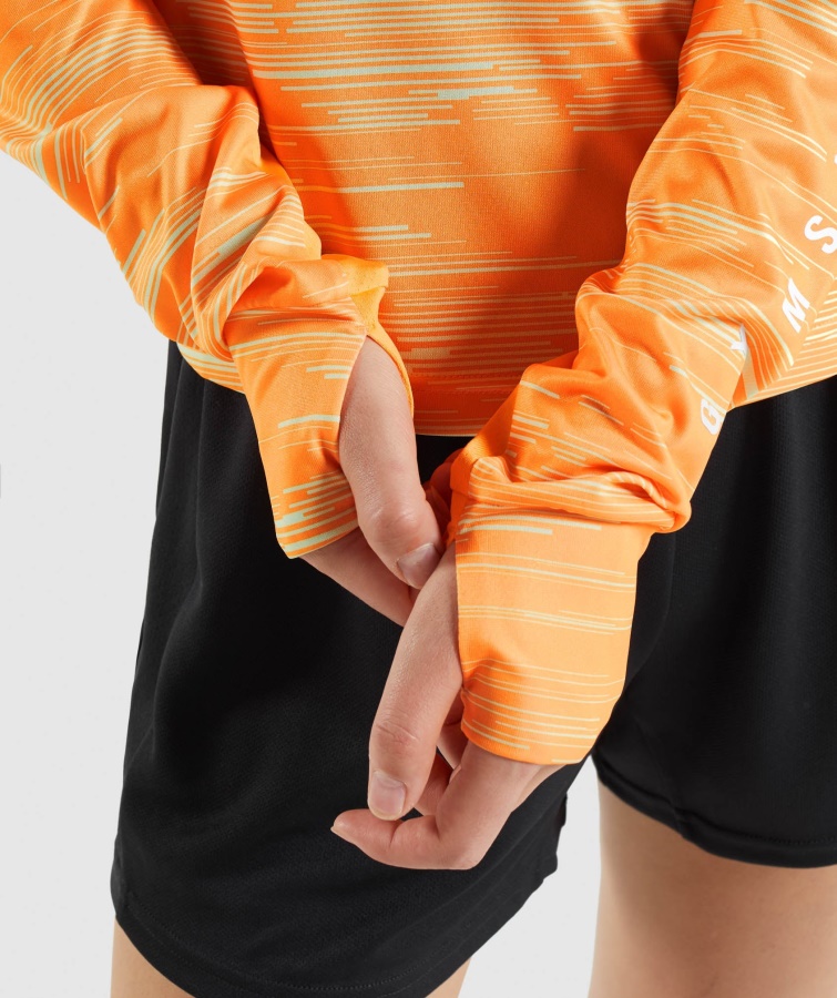 Gymshark Orange Print Sport Løs Langærmet T-shirt