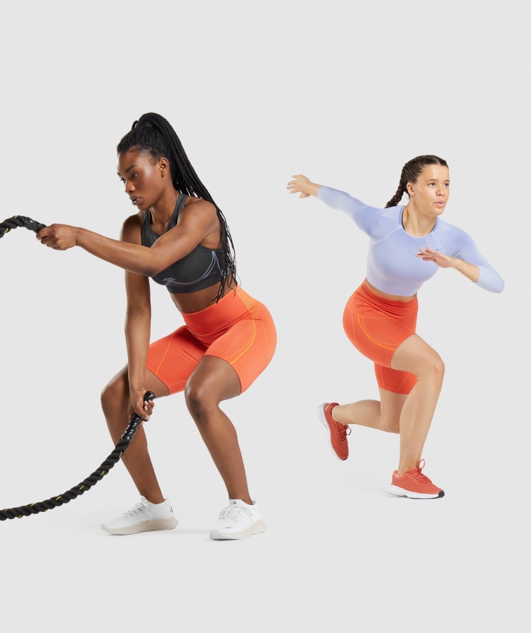 Gymshark Papaya Orange-abrikos Orange Apex Sømløs Højhuskort