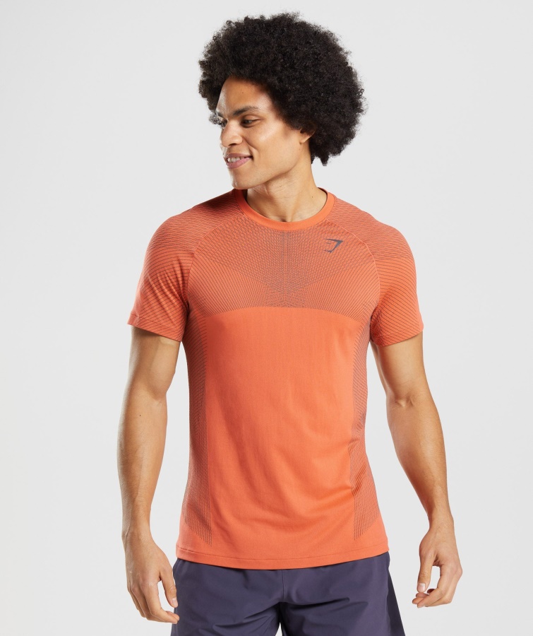 Gymshark Papaya Orange-onyx Grå Apex Sømløs T-shirt