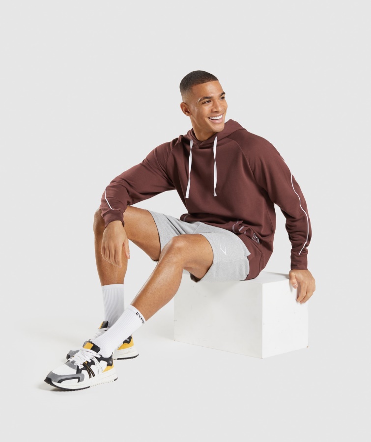 Gymshark Fordybning Hættetrøje Kirsebær Brun-hvid