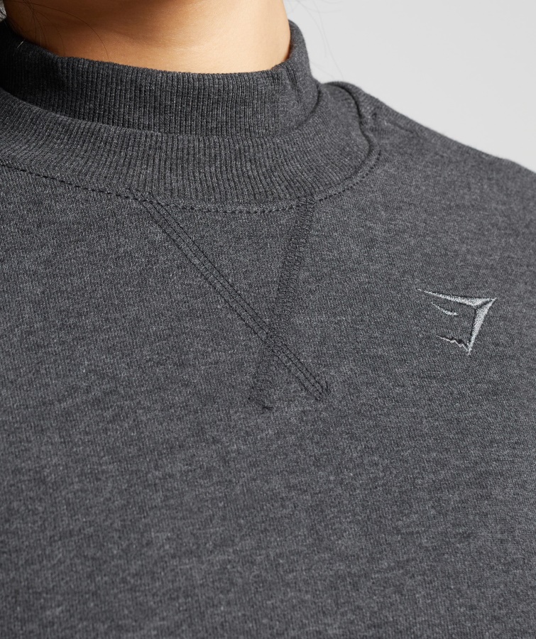 Gymshark Hviledag Sweats Cropped Pullover Black Core Mergel