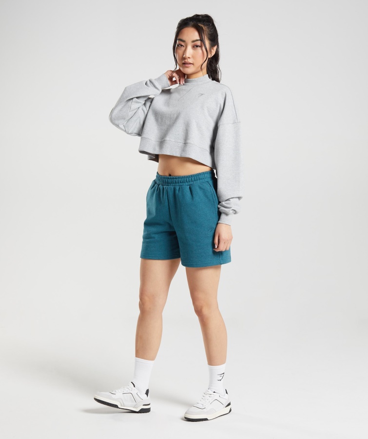 Gymshark Hviledag Sweats Cropped Pullover Lysegrå Kerne Mergel