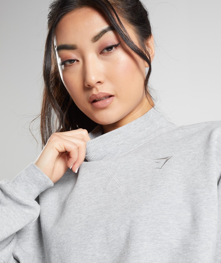 Gymshark Hviledag Sweats Cropped Pullover Lysegrå Kerne Mergel
