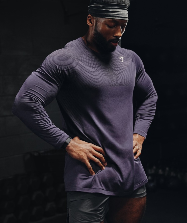 Gymshark Rig Lilla-sort Apex Sømløs Langærmet T-shirt