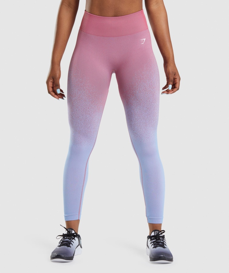 Gymshark Rose Pink-lyseblå Adapt Ombre Sømløse Leggings