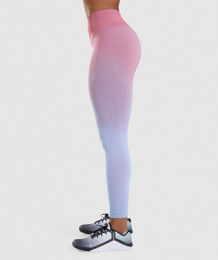 Gymshark Rose Pink-lyseblå Adapt Ombre Sømløse Leggings