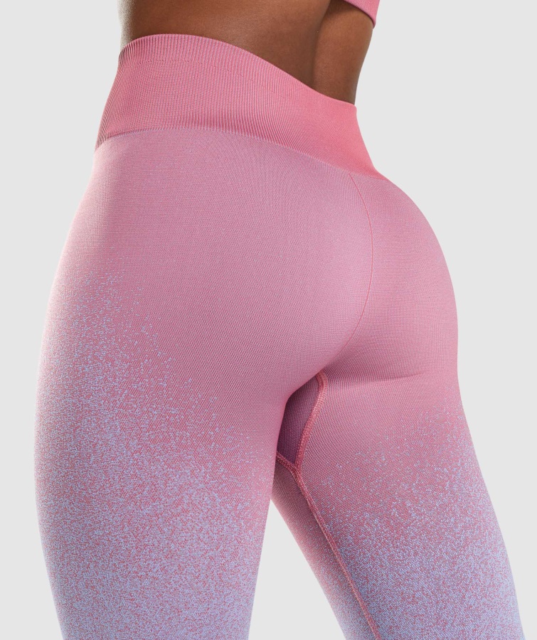 Gymshark Rose Pink-lyseblå Adapt Ombre Sømløse Leggings