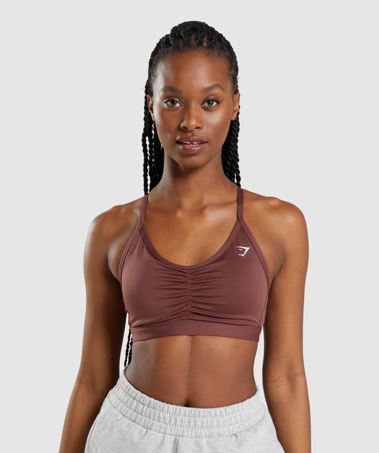 Gymshark Ruched Sports-bh Kirsebærbrun