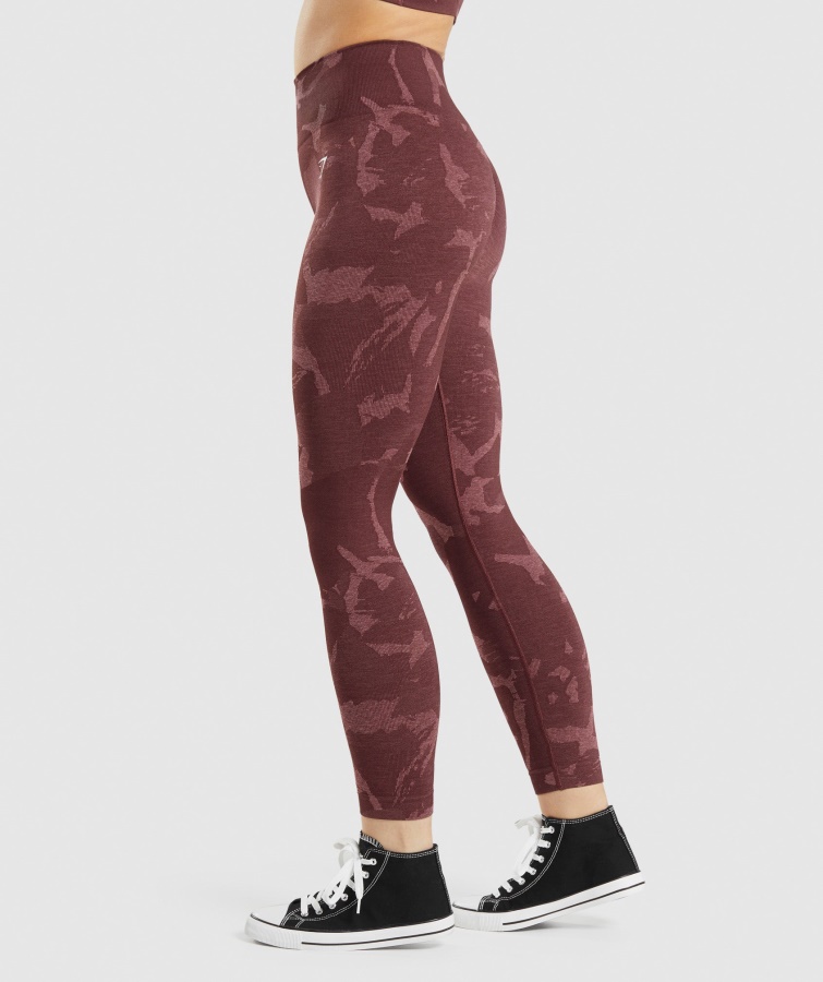 Gymshark Savanne-kirsebærbrune Tilpasse Camo Sømløse Leggings