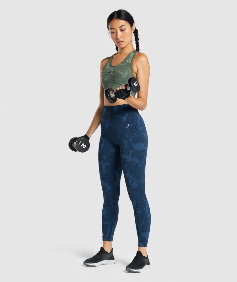Gymshark Savanne-grøn Adapt Camo Sømløs Sports-bh Med Racerryg