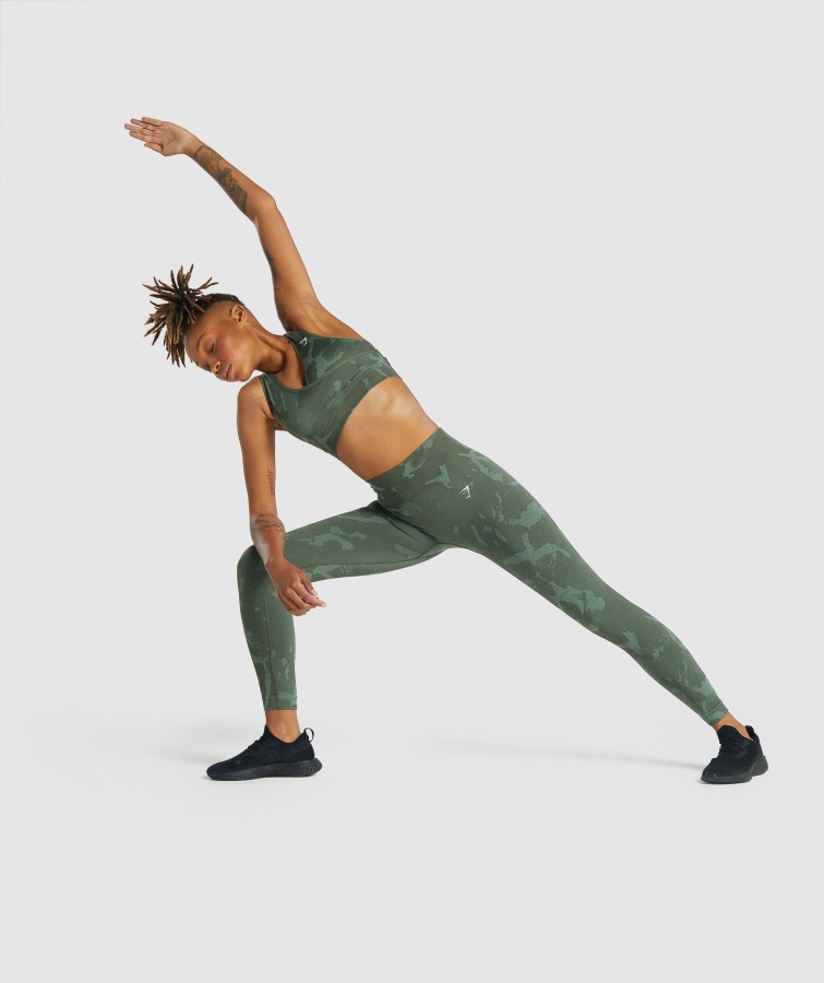 Gymshark Savanne-grøn Adapt Camo Sømløs Sports-bh