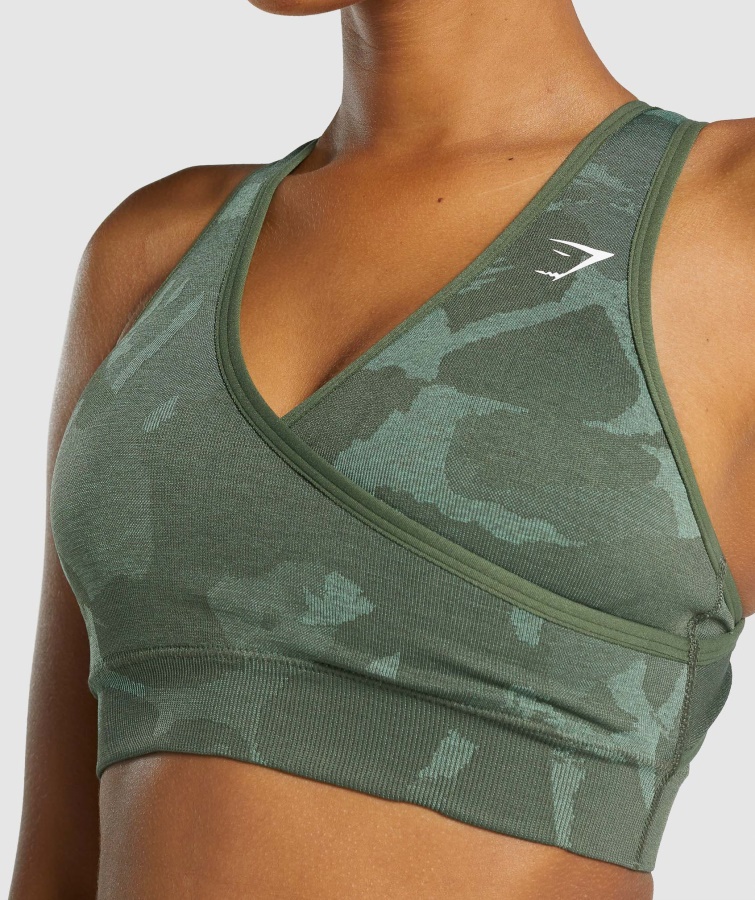 Gymshark Savanne-grøn Adapt Camo Sømløs Sports-bh