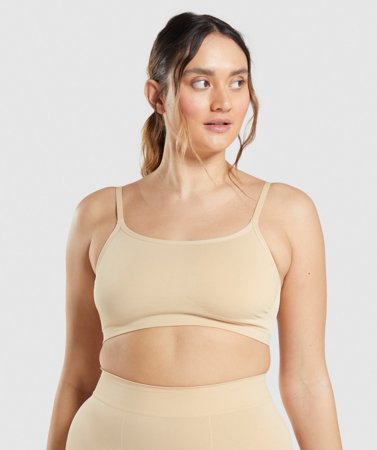 Gymshark Sømløs Scoop Neck Bralette Fawn Lys Brun
