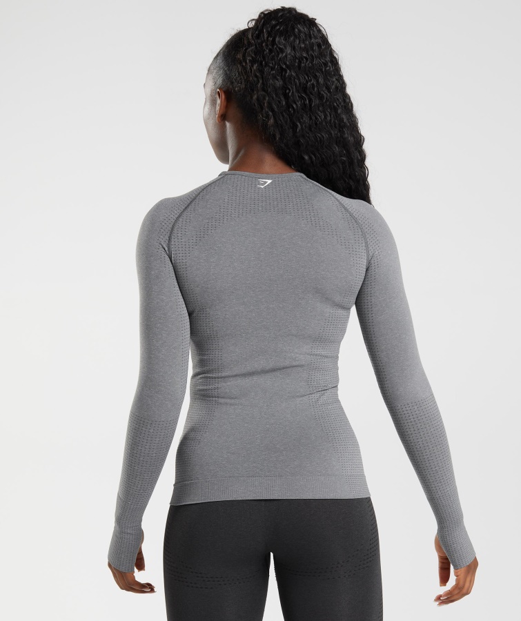 Gymshark Smokey Grey Marl Vital Sømløs 2.0 Langærmet Top