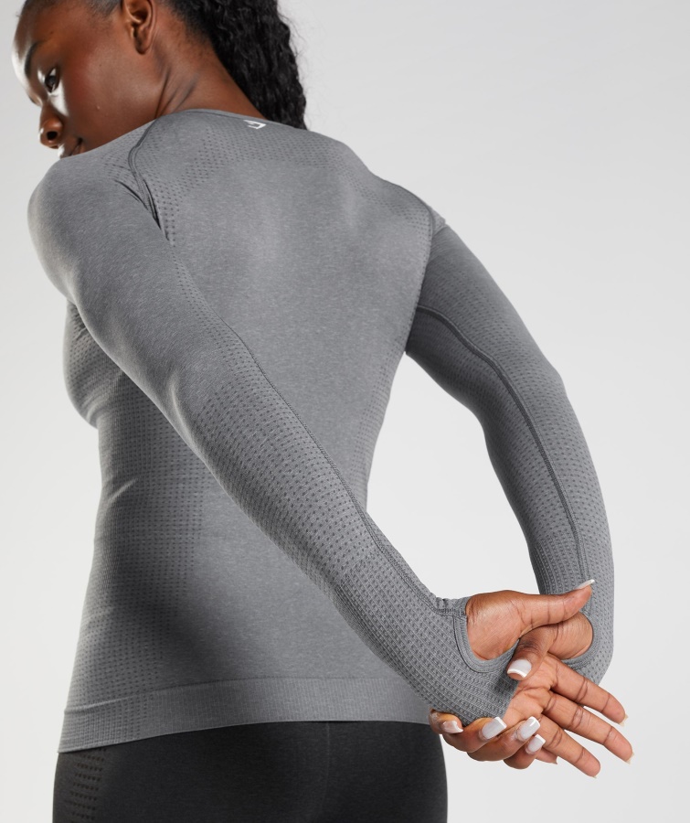 Gymshark Smokey Grey Marl Vital Sømløs 2.0 Langærmet Top