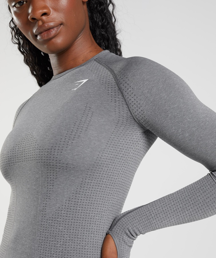 Gymshark Smokey Grey Marl Vital Sømløs 2.0 Langærmet Top