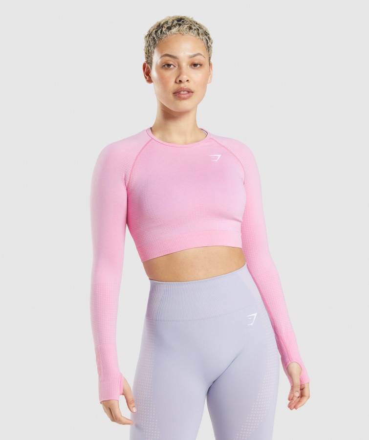 Gymshark Sorbet Pink Marl Vital Sømløs 2.0 Crop Top