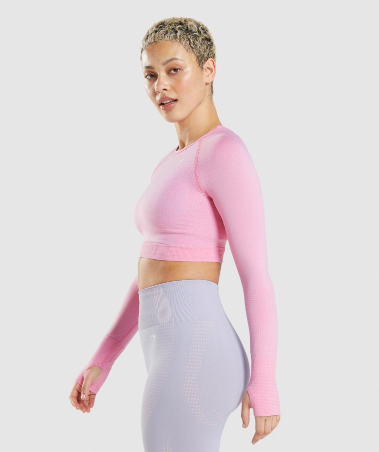 Gymshark Sorbet Pink Marl Vital Sømløs 2.0 Crop Top