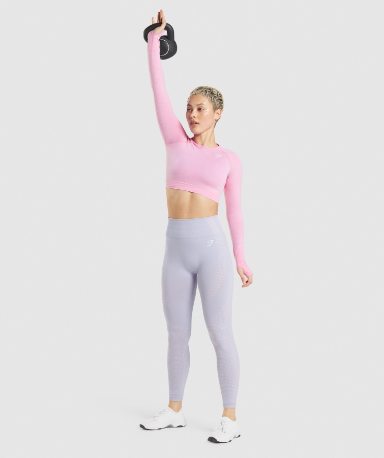 Gymshark Sorbet Pink Marl Vital Sømløs 2.0 Crop Top