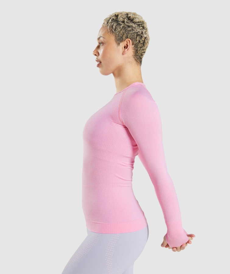 Gymshark Sorbet Pink Marl Vital Sømløs 2.0 Langærmet Top