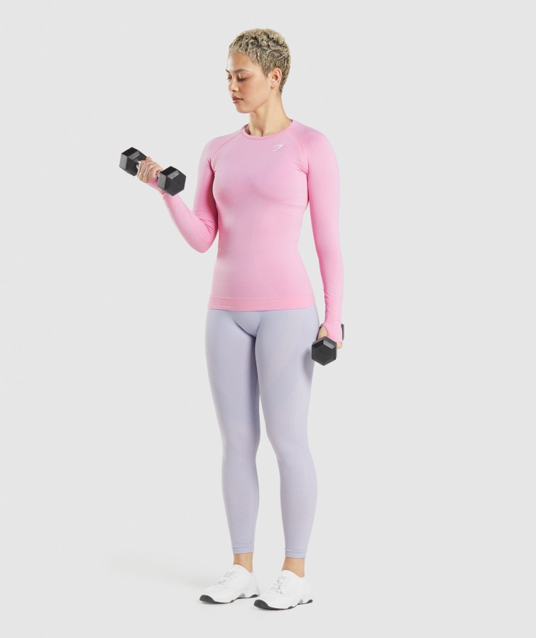 Gymshark Sorbet Pink Marl Vital Sømløs 2.0 Langærmet Top