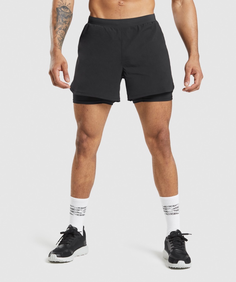 Gymshark Speed Evolve 5" 2 I 1 Shorts Sorte